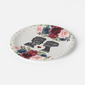 ヴィンテージネイビーブルゴーニュ金ゴールドフラワーブック結婚ズ ペーパープレート (アングル)