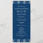 ヴィンテージネイビーブルーとシルバー結婚アールデコ プログラム (正面)