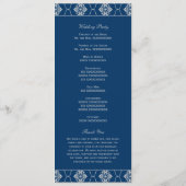 ヴィンテージネイビーブルーとシルバー結婚アールデコ プログラム (裏面)