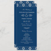 ヴィンテージネイビーブルーとシルバー結婚アールデコ プログラム (正面/裏面)