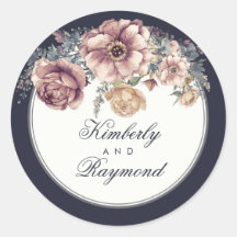 ヴィンテージネイビーブルーとメイヴフローラ水彩色