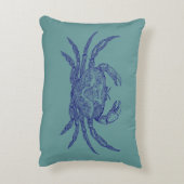 ヴィンテージネイビーブルーと海グリーンシーカニ アクセントクッション (裏面(縦))