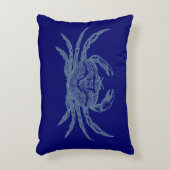 ヴィンテージネイビーブルーと海グリーンシーカニ アクセントクッション (正面(垂直))