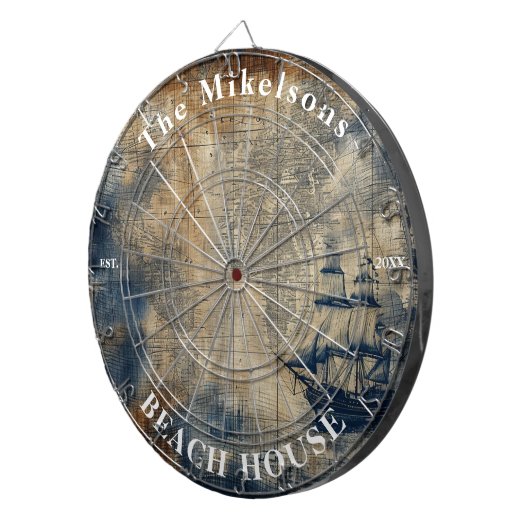 ヴィンテージネイビーブルーカスタムビーチハ航海のウス ダーツボード (正面右)
