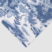 ヴィンテージネイビーブルーチノイスリー中国建物 薄葉紙 (詳細)