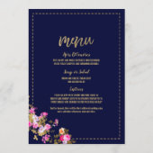 ヴィンテージネイビーブルーピンク金ゴールドフローラ メニュー (裏面)