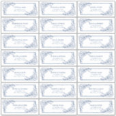 ヴィンテージネイビーブルーフローララインアートゲストアドレス シール (正面)