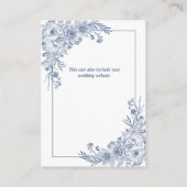 ヴィンテージネイビーブルーフローララインアート結婚ズ詳細 エンクロージャーカード (裏面)