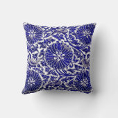 ヴィンテージネイビーブルーフローラルパターン クッション (裏面)