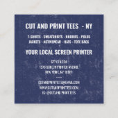 ヴィンテージネイビーブルーホワイトサークロロゴスクリーンプリンタ スクエア名刺 (裏面)