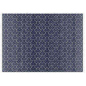 ヴィンテージネイビーブルーホワイトジャパン毘沙門模様 カッティングボード (正面)