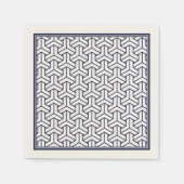 ヴィンテージネイビーブルーホワイトジャパン毘沙門模様 スタンダードカクテルナプキン (正面)