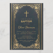 ヴィンテージネイビーブルーボーイエレガントバプテスマ