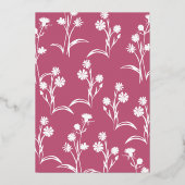 ヴィンテージネイビーブルーマウーブピンクバルミツワー写真 箔招待状 (裏面)