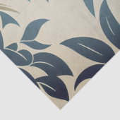 ヴィンテージネイビーブルーレトロミッドセンチュリーはっきりしたフローラ 薄葉紙 (詳細)