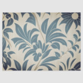 ヴィンテージネイビーブルーレトロミッドセンチュリーはっきりしたフローラ 薄葉紙 (正面)