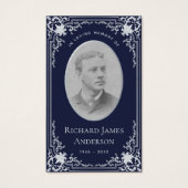 ヴィンテージネイビーブルー葬儀記念祈りの言葉カード (正面)