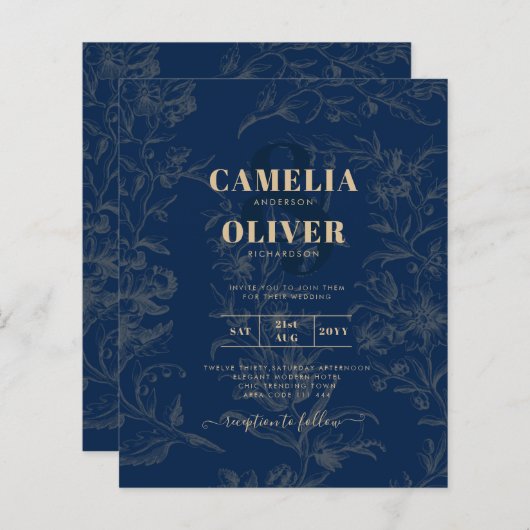 ヴィンテージネイビーブルー金ゴールドズ (正面/裏面)