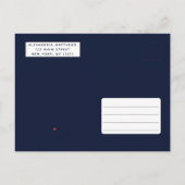 ヴィンテージネイビーブルー金ゴールドフローラ40歳の誕生日 インビテーションポストカード (裏面)