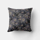 ヴィンテージネイビーブルー&スモーキーグレーフローラルパターン クッション (裏面)