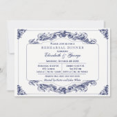 ヴィンテージネイビーホワイトリハエレガントーサルディナー 招待状 (正面)