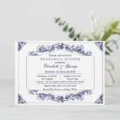 ヴィンテージネイビーホワイトリハエレガントーサルディナー 招待状 (スタンド正面)