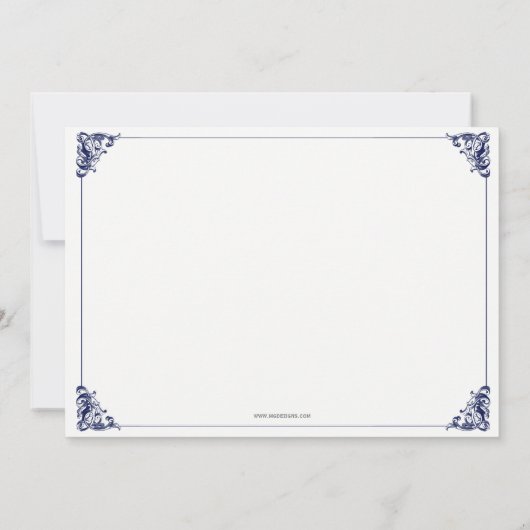 ヴィンテージネイビーホワイトリハエレガントーサルディナー 招待状 (裏面)