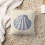 ヴィンテージネイビーモダンブルーシェルオンクリームベージュ クッション (ブランケット)