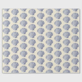 ヴィンテージネイビーモダンブルーシェルオンベージュクリーム ラッピングペーパー (フラット)