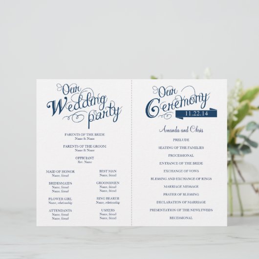 ヴィンテージネイビーラブストーリー結婚式 プログラム (スタンド正面)