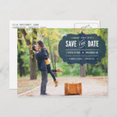 ヴィンテージネイビーラベル写真ポストカードの保存 案内ポストカード (正面/裏面)