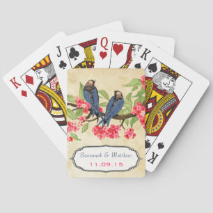 ヴィンテージネイビー結婚ラブバード遊ズギフトカード トランプ