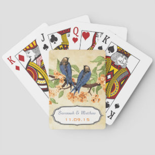 ヴィンテージネイビー結婚ラブバード遊ズギフトカード トランプ