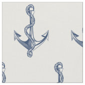 ヴィンテージネイビー航海のいかりパターン ファブリック (クローズアップ)