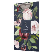 ヴィンテージネイビー赤面ピンクブルゴーニュプロテアフローラ クリップボード (左)