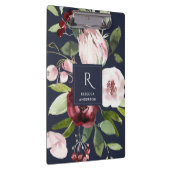 ヴィンテージネイビー赤面ピンクブルゴーニュプロテアフローラ クリップボード (右)