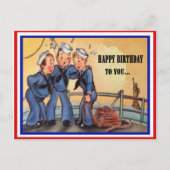 ヴィンテージネイビー軍隊誕生日はがき ポストカード (正面)