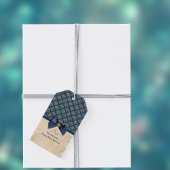 ヴィンテージネイビー金ゴールドダマスクありがとうお名前 ギフトタグ