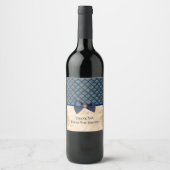 ヴィンテージネイビー金ゴールドダマスクありがとうお名前 ワインラベル (正面)