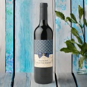 ヴィンテージネイビー金ゴールドダマスクありがとうお名前 ワインラベル