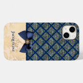 ヴィンテージネイビー金ゴールドダマスクの外観と名前 Case-Mate iPhoneケース (裏面 (横))