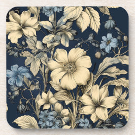 ヴィンテージネイビー&アイボリーフラワーズコ結婚ースター コースター