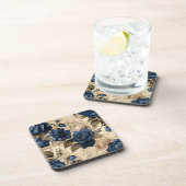 ヴィンテージネイビー&アイボリーフラワーズコ結婚ースター コースター (右側)