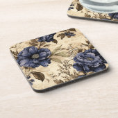 ヴィンテージネイビー&アイボリーフラワーズコ結婚ースター コースター (左側)