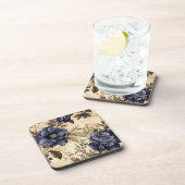 ヴィンテージネイビー&アイボリーフラワーズコ結婚ースター コースター (右側)