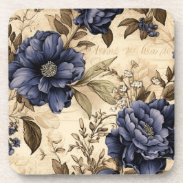 ヴィンテージネイビー&アイボリーフラワーズコ結婚ースター コースター