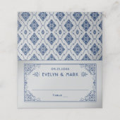 ヴィンテージネイビー・シルバー結婚アールデコ プレイスカード (外部開封)