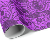 ヴィンテージネオンと濃紫色の花の模様 ラッピングペーパー (ロールコーナー)
