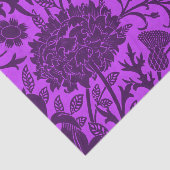 ヴィンテージネオンと濃紫色の花の模様 薄葉紙 (詳細)