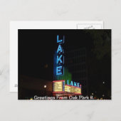ヴィンテージネオンサイン、レイクシアター、オークパークIl。 ポストカード (正面/裏面)
